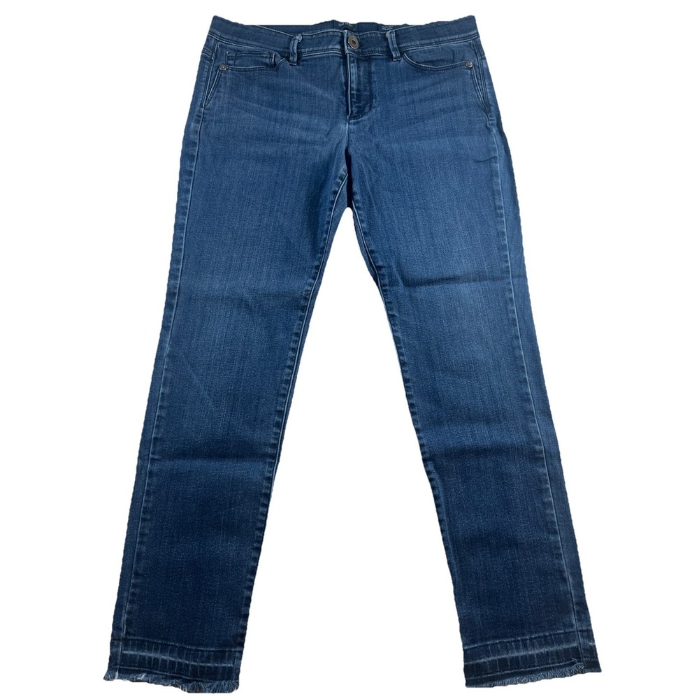 J Jill Denim Women 8P Blue Authentic Fit Slim Ankle Jeans Mid Rise Frayed - Picture 2 of 8